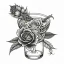 Mezcal sour cocktail, Agave, Roses Cocktailshaker   tattoo design idea