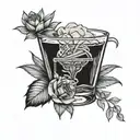Mezcal sour cocktail, Agave, Roses Cocktailshaker   tattoo design idea