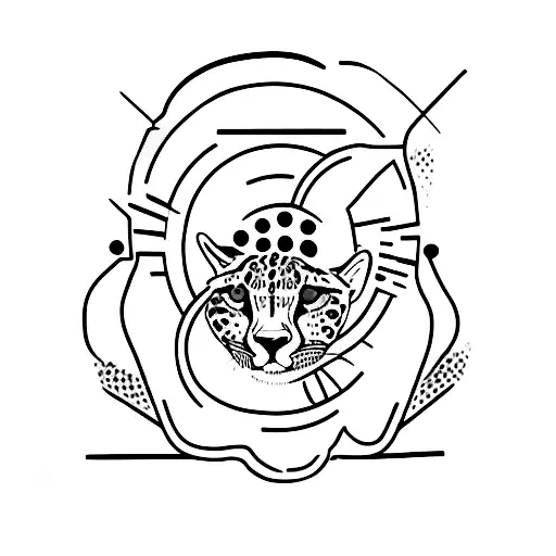 A cheetah dancing to the rhythm of a vinyl record tattoo design idea