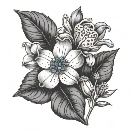 January, May, March, November, August  May, birth flower with forget me not tattoo design idea