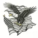 American flag waving and eagle soaring tattoo design idea