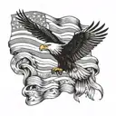 American flag waving and eagle soaring tattoo design idea