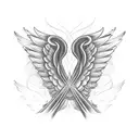 angel wings behind a cross tattoo design idea