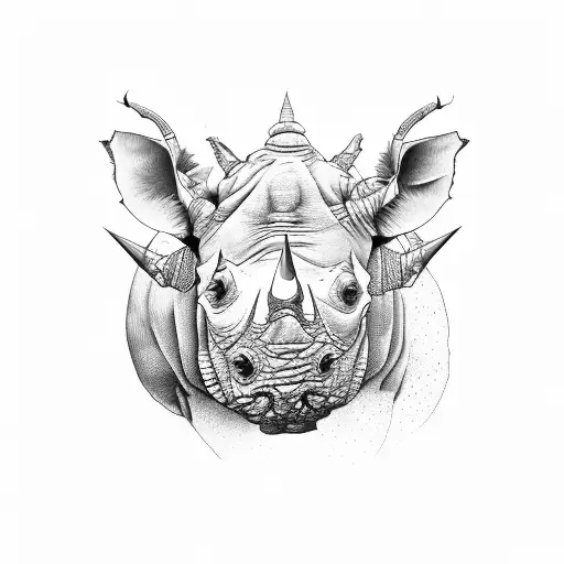 double rhinoceros tattoo design idea