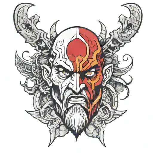 Many-Faced God Of War tattoo design idea