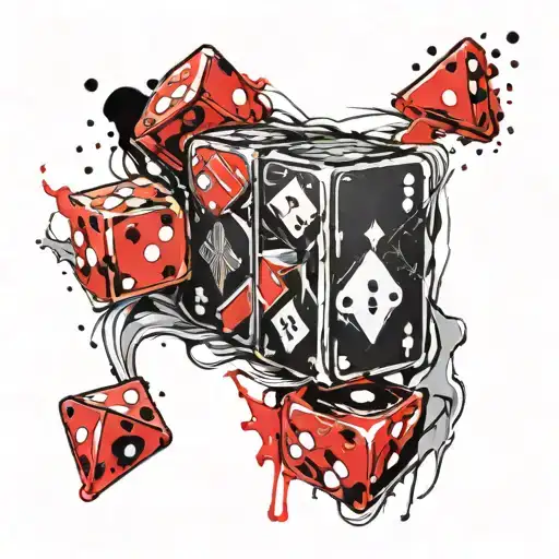 dice gambling ski hill poker tattoo design idea