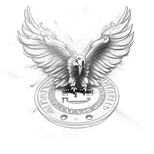 Sketch style tattoo of an eagle with a key in its talons, symbolizing unlocking financial success tattoo design idea