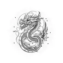 Celestial dragon surrounded by cherry blossoms tattoo design idea