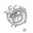 Celestial dragon surrounded by cherry blossoms tattoo design idea
