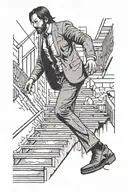 john wick walking down basement stairs tattoo design idea