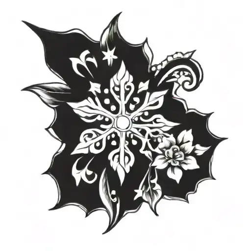 snowflake and flower tattoo tattoo design idea