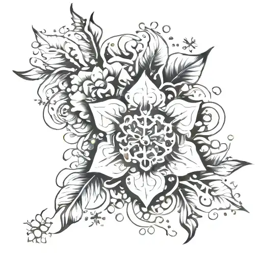 snowflake and flower tattoo tattoo design idea