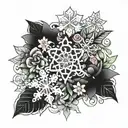snowflake and flower tattoo design combining tattoo design idea