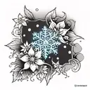 snowflake and flower tattoo design combining tattoo design idea