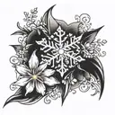 snowflake and flower tattoo design combining tattoo design idea