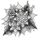 snowflake and flower tattoo design combining tattoo design idea