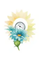 gerbera daisy with clock face inside tattoo design idea