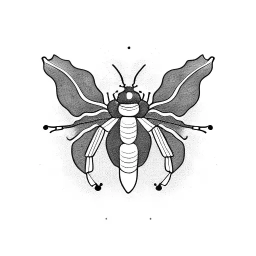 roly poly bug with leaves tattoo design idea