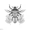 roly poly bug with leaves tattoo design idea