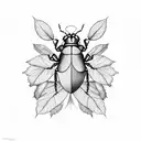 roly poly bug with leaves tattoo design idea