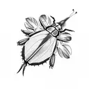 roly poly bug with leaves tattoo design idea