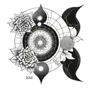 A tattoo design incorporating the seven chakras arranged in a Fibonacci spiral pattern, symbolizing balance and harmony tattoo design idea