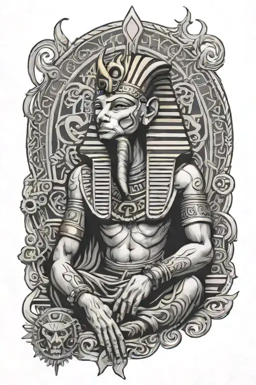 God Ra sitting tattoo design idea
