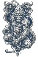 sun wukong upper body tattoo design idea