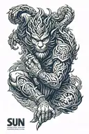 sun wukong upper body tattoo design idea