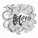 the name ocaren in cursive with a blank background tattoo design idea