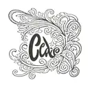 the name ocaren in cursive with a blank background tattoo design idea