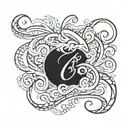 the name ocaren in cursive with a blank background tattoo design idea