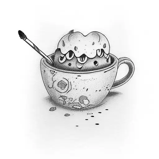 cute mug with lipstick stain on the rim tattoo design idea