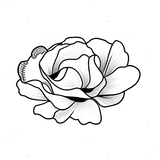 Poppy flower with the words " always in our hearts" tattoo design idea