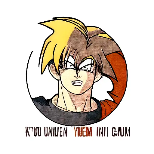 circle with duke nukem and goku tattoo design idea