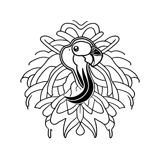 A minimalist representation of a flamingo bird intertwined with the Flamengo logo tattoo design idea