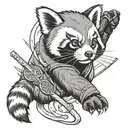 red panda as a ninja warrior tattoo design idea