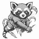 red panda as a ninja warrior tattoo design idea