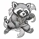 red panda as a ninja warrior tattoo design idea