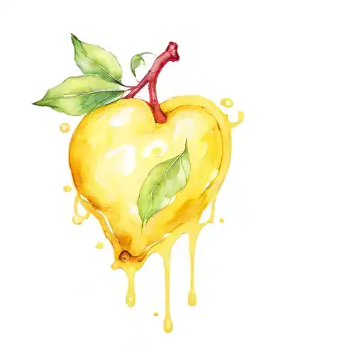 human heart and lemon tattoo design idea
