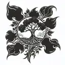 dog paw print with Yggdrasil tree tattoo design idea