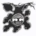 dog paw print with Yggdrasil tree tattoo design idea