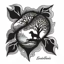 dog paw print with Yggdrasil tree tattoo design idea