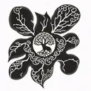 dog paw print with Yggdrasil tree tattoo design idea