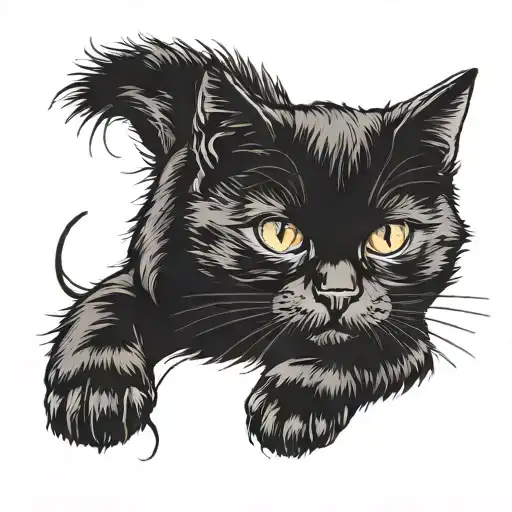 A tattoo design combining the word 'Amo' with a silhouette of your fat black cat 'Baby' tattoo design idea