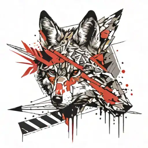 Coyotes head with an arrow wrapped tattoo design idea
