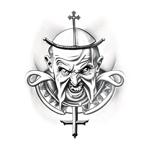 Pope, kill, satan, religion, fuck tattoo design idea