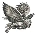 Icarus fall smiling  tattoo design idea