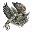 Icarus fall smiling  tattoo design idea