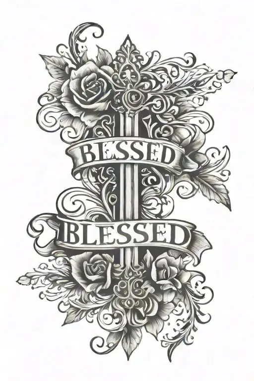 blessed written tattoo design idea